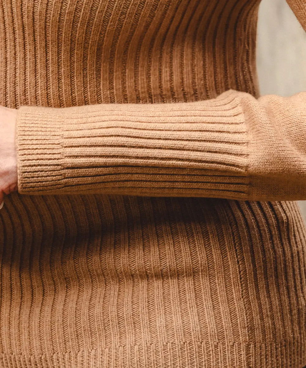 Rib V Neck - Sandstone
