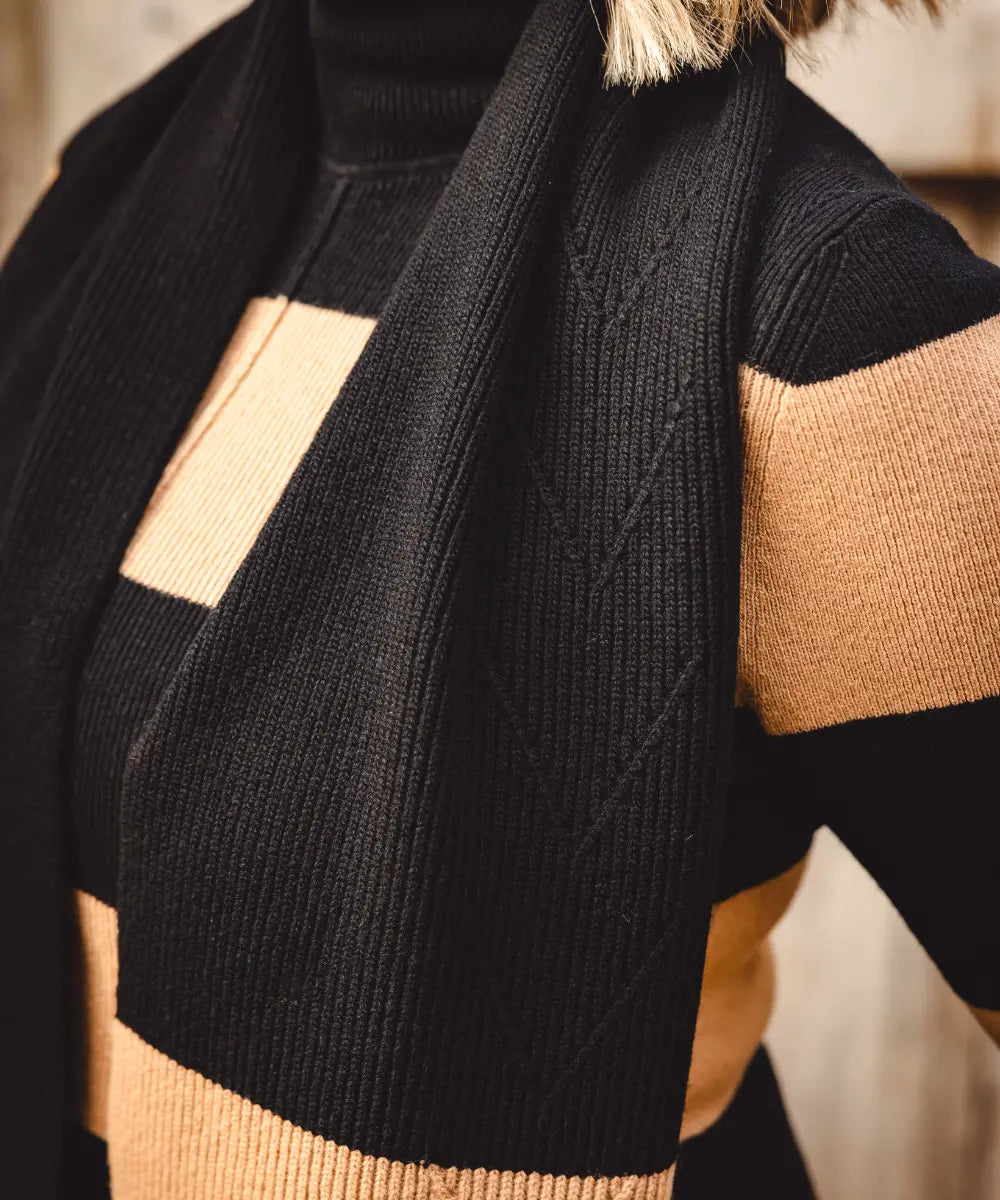 Colourblock Scarf - Ironbark Sandstone