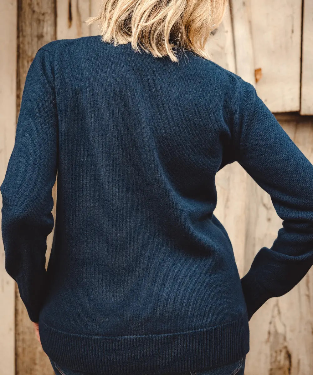 Equestrian V Neck - Deep Water