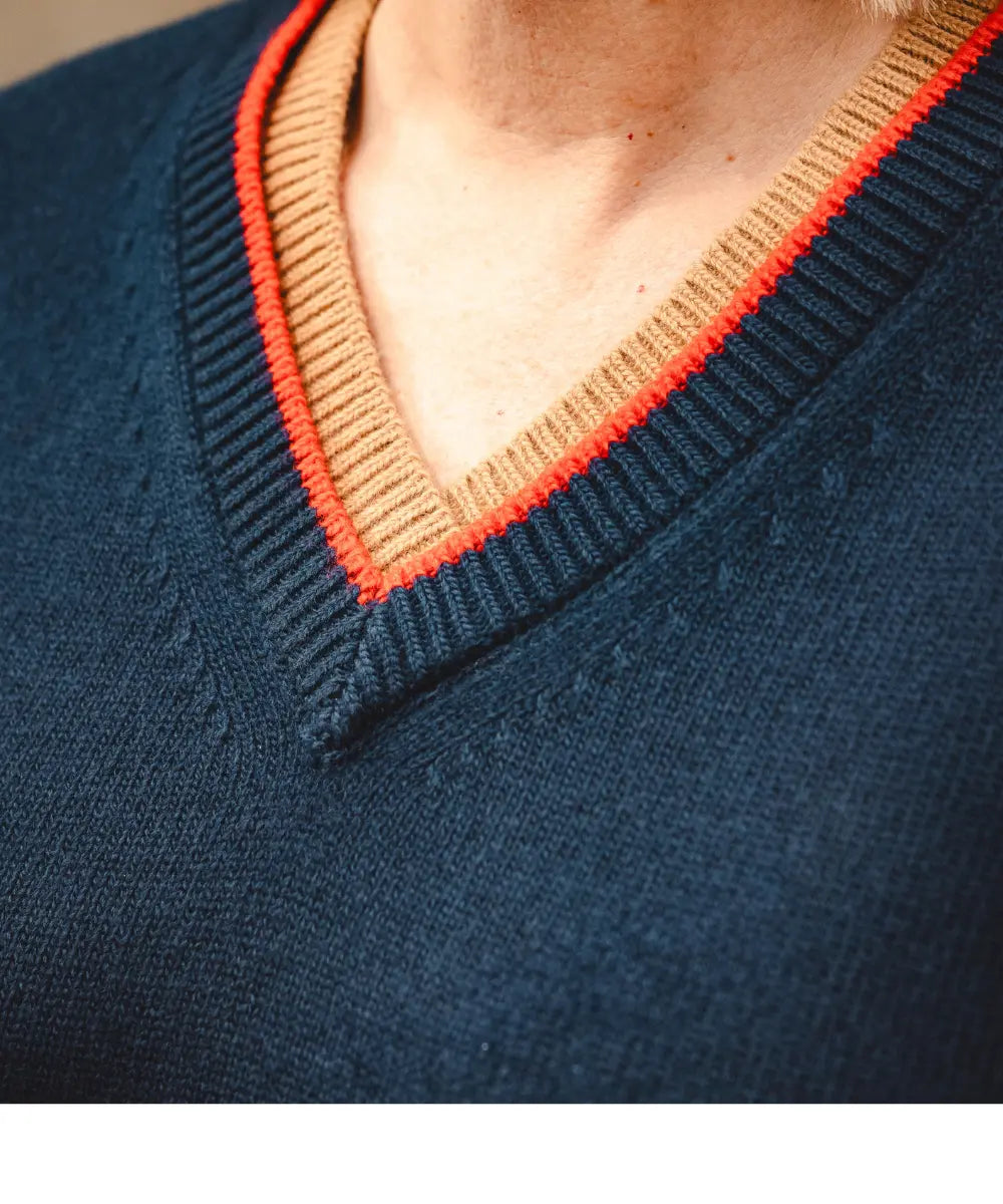 Equestrian V Neck - Deep Water