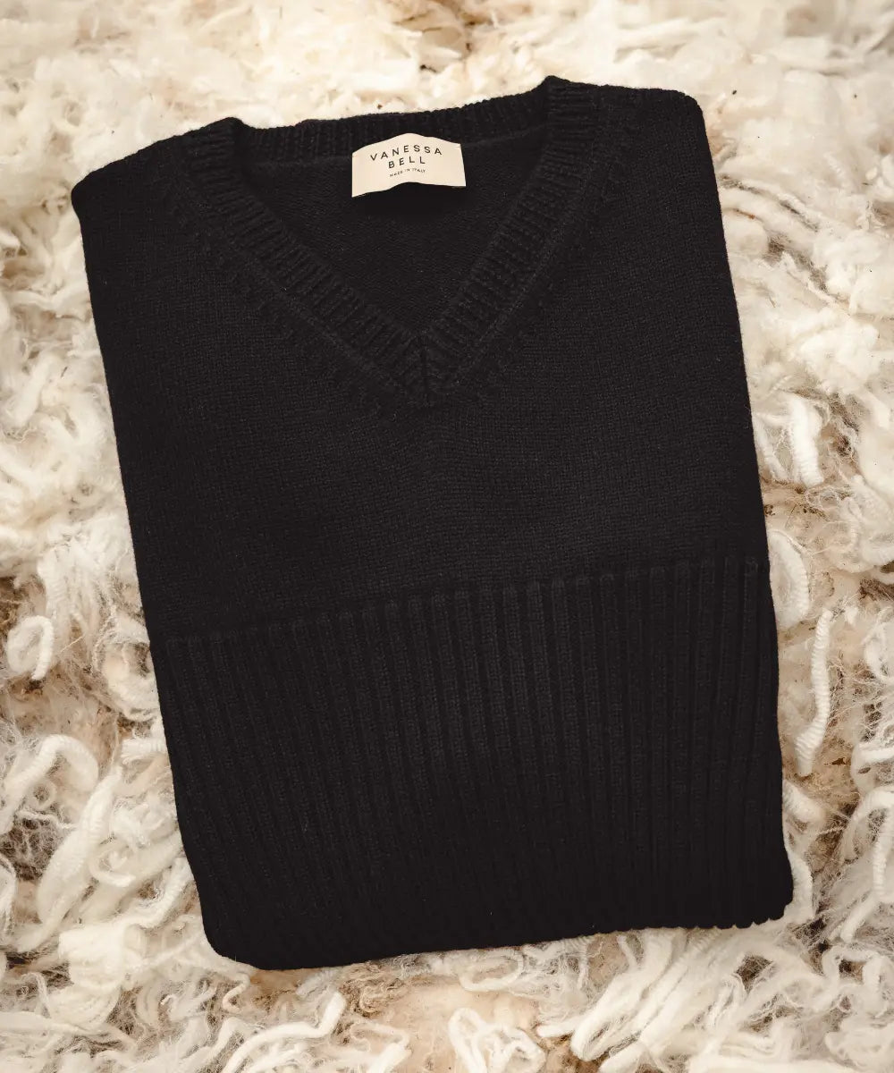 Rib V Neck - Ironbark