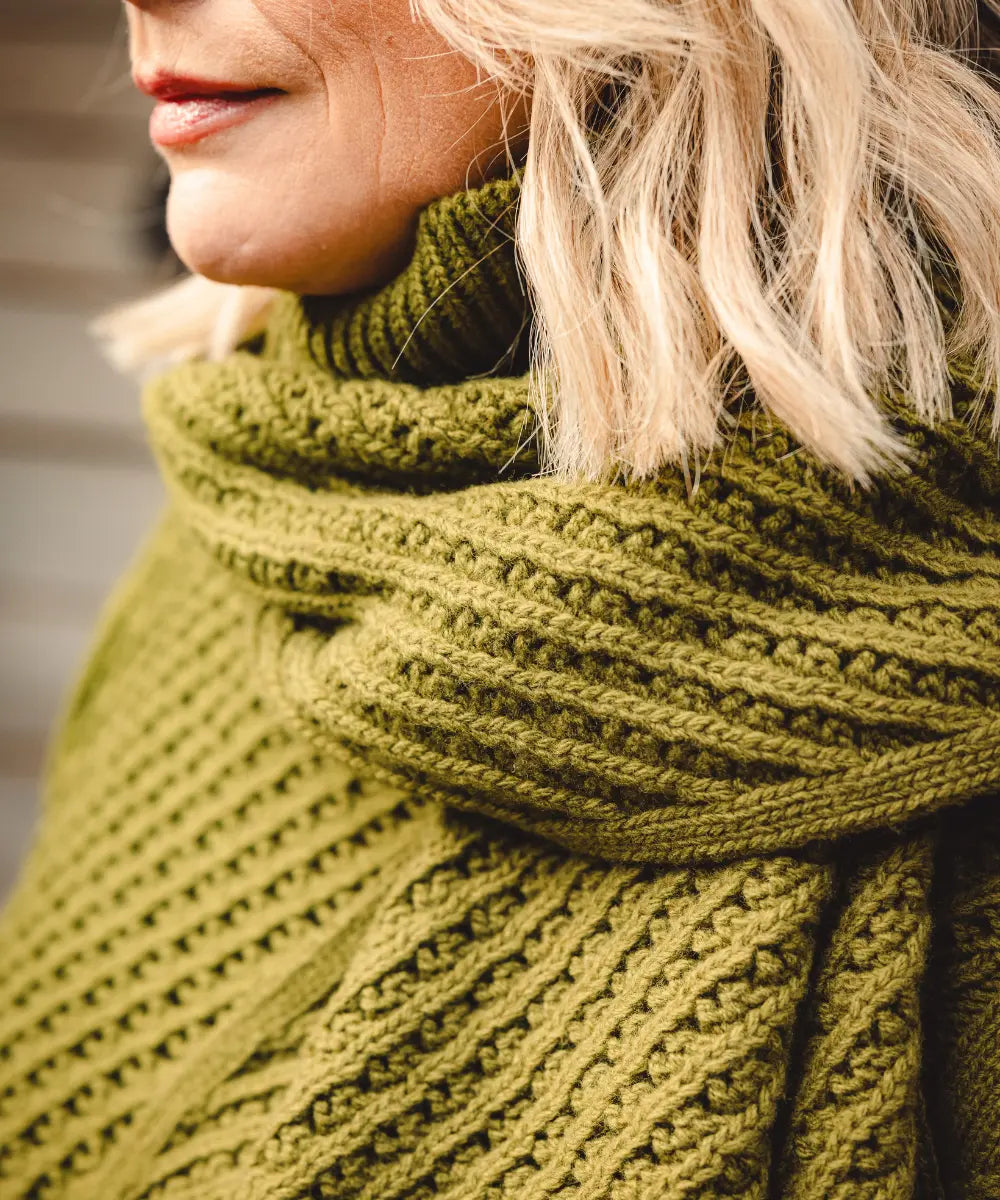 Puff Wheat Scarf - Moss