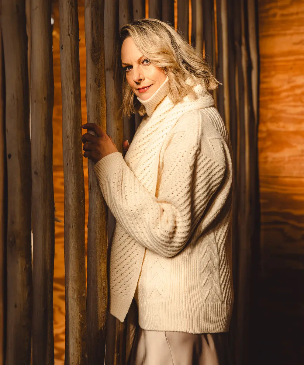 Puff Wheat Turtleneck - Pearl