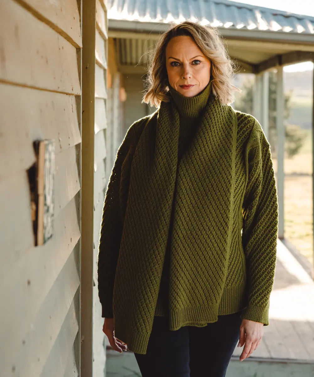 Puff Wheat Turtleneck - Moss