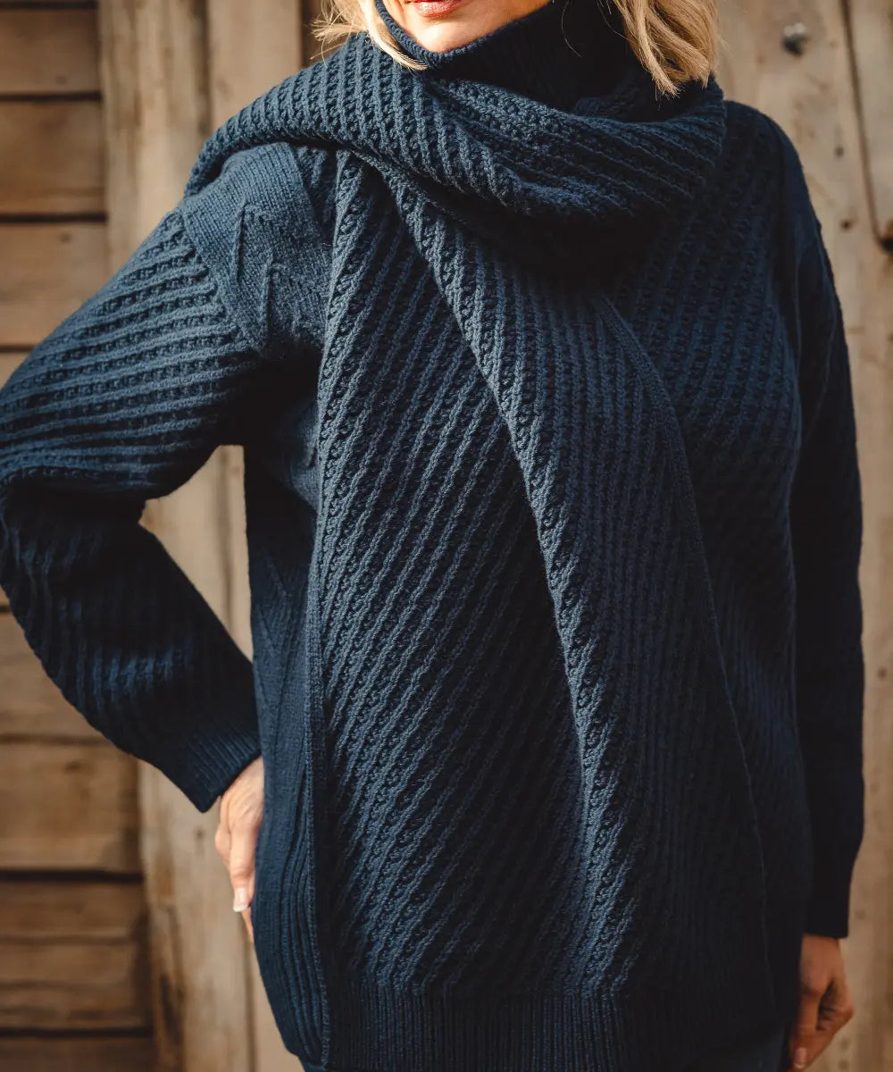 Puff Wheat Scarf - Deep Water