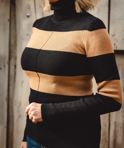 Colourblock Turtleneck - Ironbark Sandstone