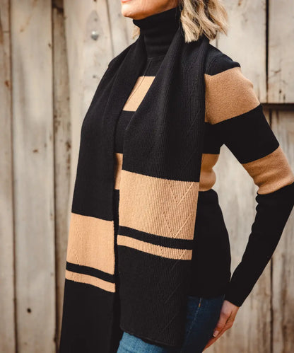 Colourblock Turtleneck - Ironbark Sandstone