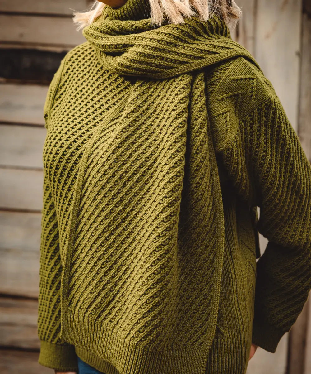 Puff Wheat Scarf - Moss