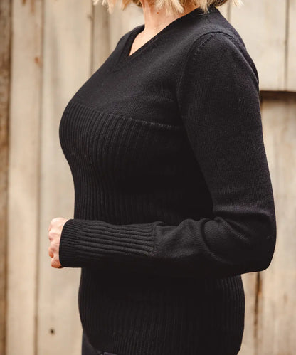 Rib V Neck - Ironbark